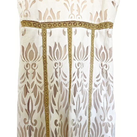 Anthropologie Foxiedox White Gold Lace Sleeveless Maxi Dress Size Small - Picture 5 of 15